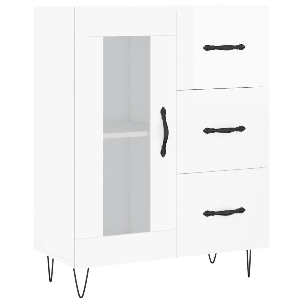 Credenza Bianco Lucido 69,5x34x180 cm in Legno Multistrato 3198627