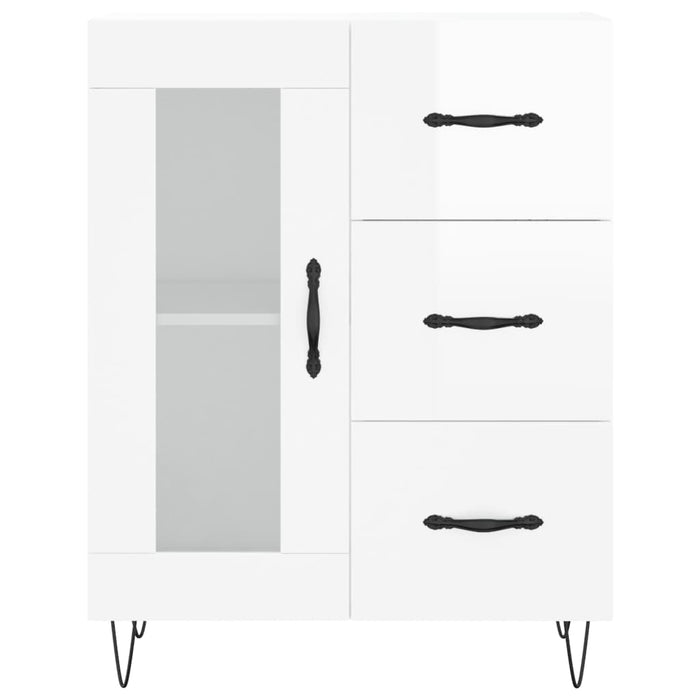 Credenza Bianco Lucido 69,5x34x180 cm in Legno Multistrato 3198627