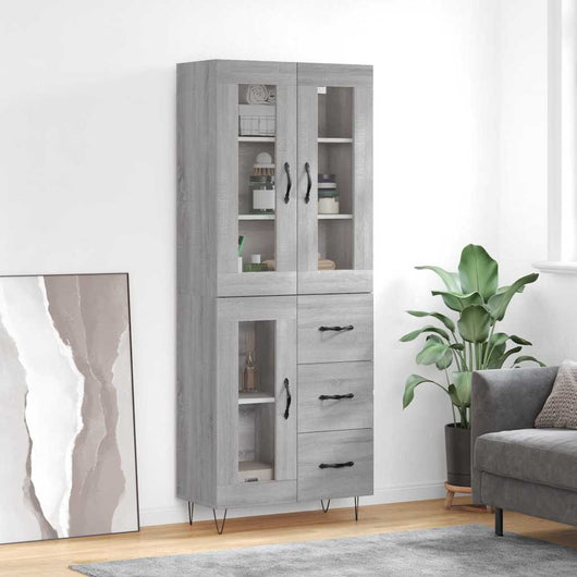 vidaXL Credenza Grigio Sonoma 69,5x34x180 cm in Legno Multistrato