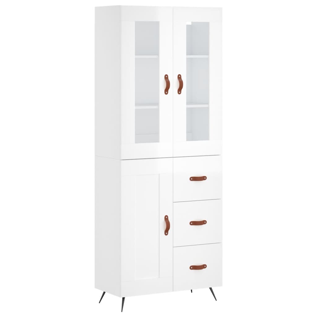 Credenza Bianco Lucido 69,5x34x180 cm in Legno Multistrato 3198635