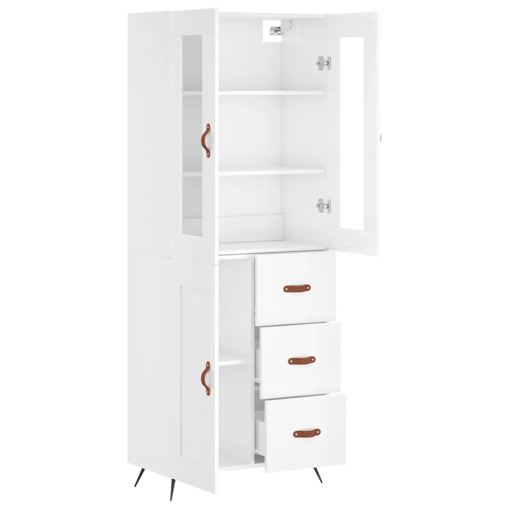 Credenza Bianco Lucido 69,5x34x180 cm in Legno Multistrato 3198635