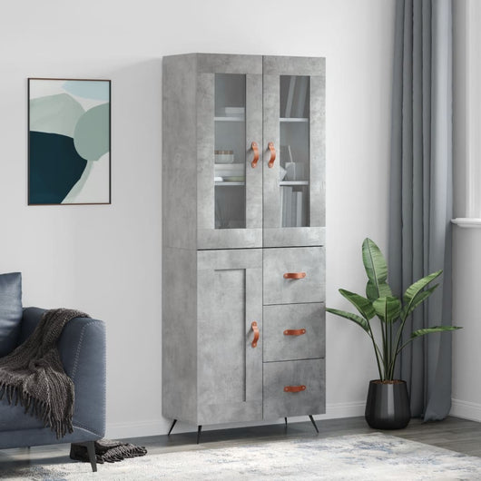 Credenza Grigio Cemento 69,5x34x180 cm in Legno Multistratocod mxl 126078