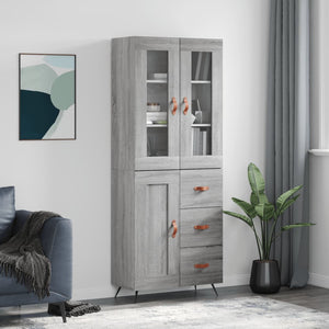 Credenza Grigio Sonoma 69,5x34x180 cm in Legno Multistratocod mxl 101955