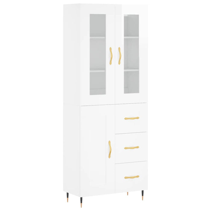 Credenza Bianco Lucido 69,5x34x180 cm in Legno Multistrato 3198643