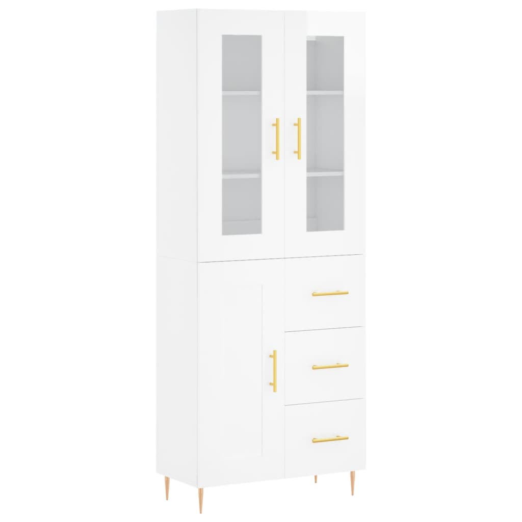 Credenza Bianco Lucido 69,5x34x180 cm in Legno Multistratocod mxl 101971