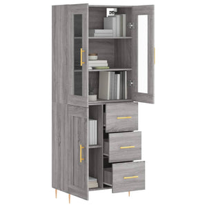 Credenza Grigio Sonoma 69,5x34x180 cm in Legno Multistrato 3198655