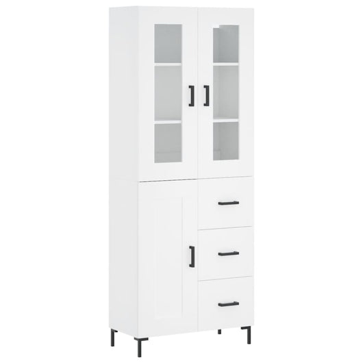 Credenza buffet cassettiera mobile contenitore organizer cucina soggiorno soggiorno alto 69,5 x 34 x 180 cm derivati ​​del legno bianco 02_0032641