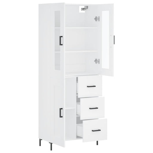 Credenza buffet cassettiera mobile contenitore organizer cucina soggiorno soggiorno alto 69,5 x 34 x 180 cm derivati ​​del legno bianco 02_0032641