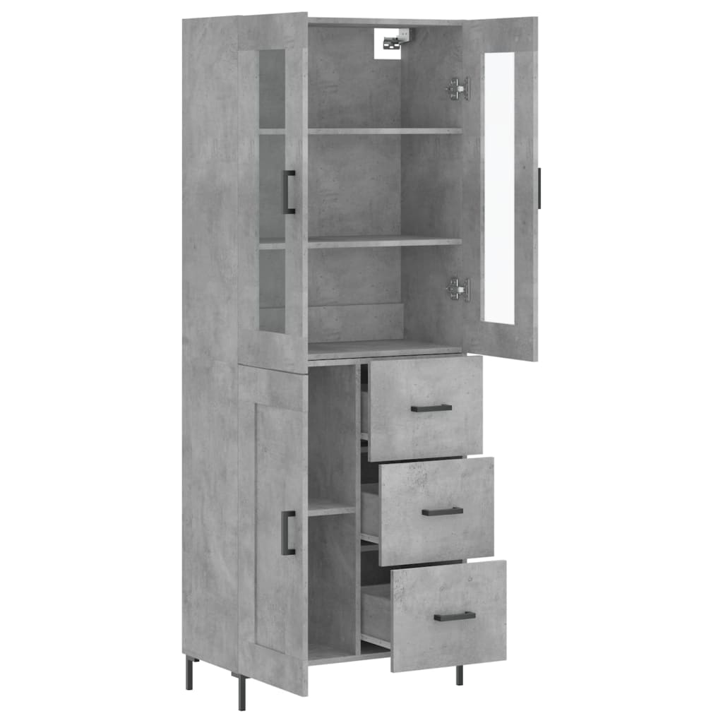 Credenza cassettiera mobile contenitore organizer cucina soggiorno salotto alto 695 x 34 x 180 cm legno ingegnerizzato grigio 02_0034707