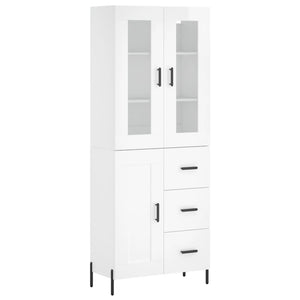 Credenza Bianco Lucido 69,5x34x180 cm in Legno Multistrato 3198667