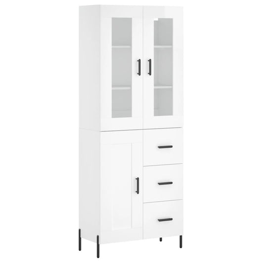 Credenza Bianco Lucido 69,5x34x180 cm in Legno Multistrato cod mxl 77676