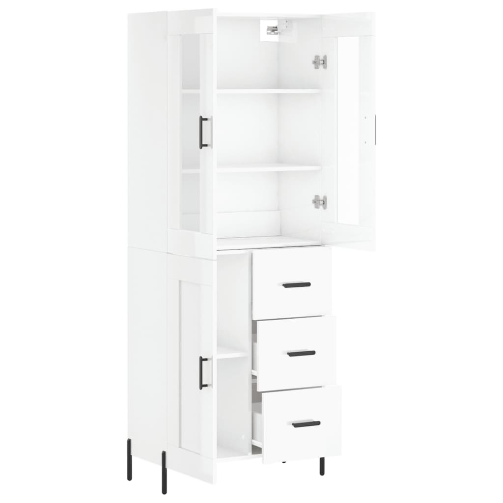 Credenza Bianco Lucido 69,5x34x180 cm in Legno Multistrato 3198667