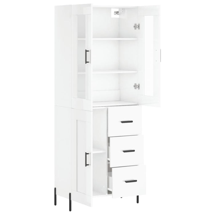Credenza Bianco Lucido 69,5x34x180 cm in Legno Multistrato 3198667