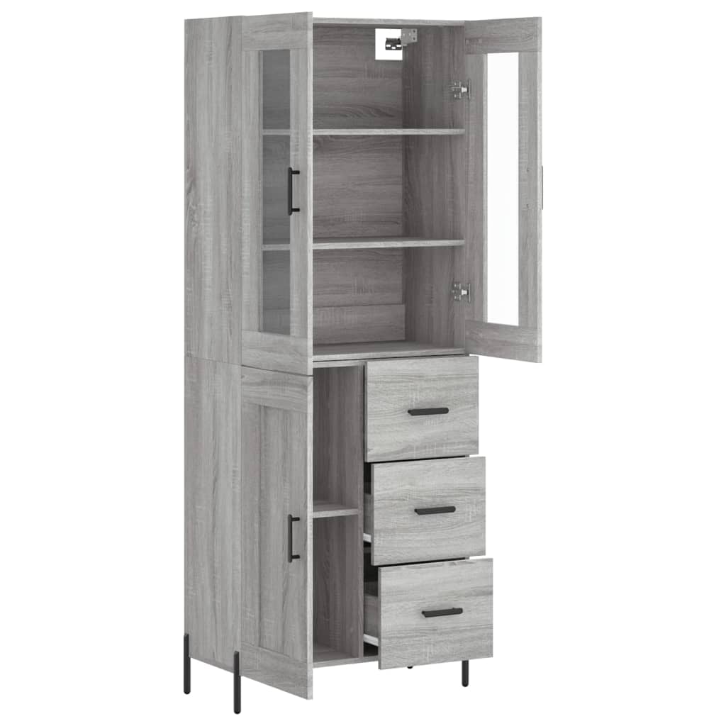 Credenza Grigio Sonoma 69,5x34x180 cm in Legno Multistrato 3198671