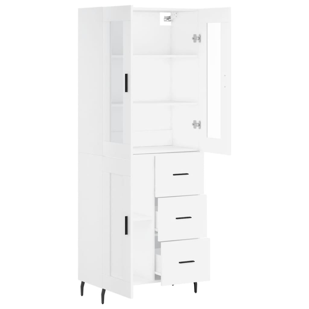 Credenza cassettiera mobile contenitore organizer cucina soggiorno salotto alto 695 x 34 x 180 cm legno ingegnerizzato bianco 02_0032698