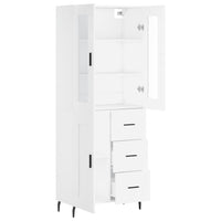 Credenza cassettiera mobile contenitore organizer cucina soggiorno salotto alto 695 x 34 x 180 cm legno ingegnerizzato bianco 02_0032698