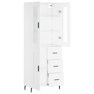 Credenza cassettiera mobile contenitore organizer cucina soggiorno salotto alto 695 x 34 x 180 cm legno ingegnerizzato bianco 02_0032698