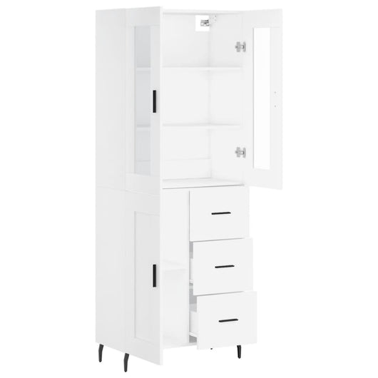 Credenza cassettiera mobile contenitore organizer cucina soggiorno salotto alto 695 x 34 x 180 cm legno ingegnerizzato bianco 02_0032698