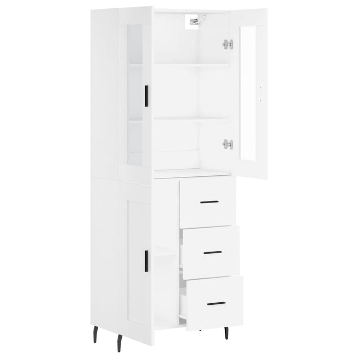 Credenza cassettiera mobile contenitore organizer cucina soggiorno salotto alto 695 x 34 x 180 cm legno ingegnerizzato bianco 02_0032698