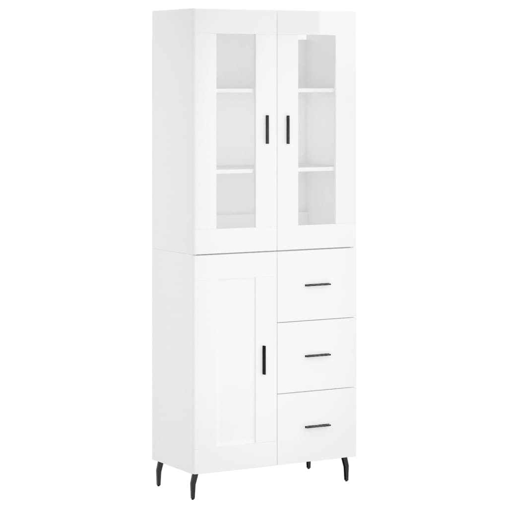 Credenza Bianco Lucido 69,5x34x180 cm in Legno Multistratocod mxl 125743