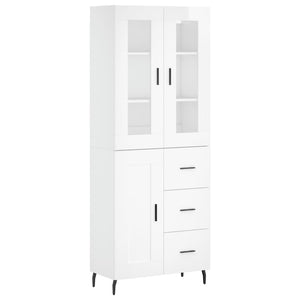 Credenza Bianco Lucido 69,5x34x180 cm in Legno Multistratocod mxl 125743