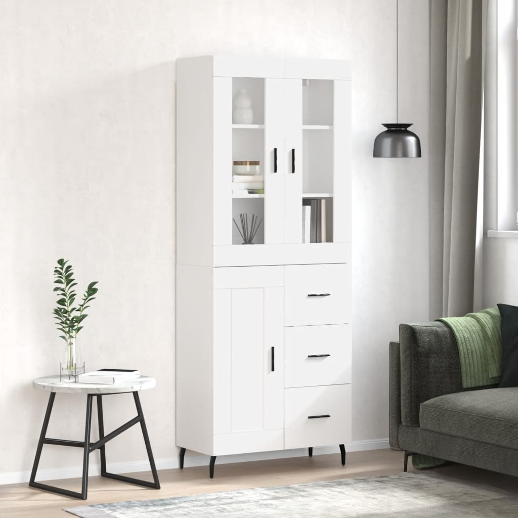 Credenza Bianco Lucido 69,5x34x180 cm in Legno Multistratocod mxl 125743