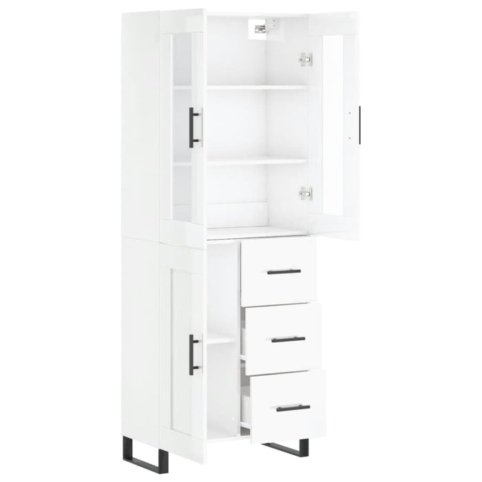 Credenza Bianco Lucido 69,5x34x180 cm in Legno Multistrato 3198683