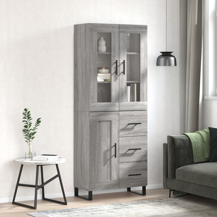 vidaXL Credenza Grigio Sonoma 69,5x34x180 cm in Legno Multistrato