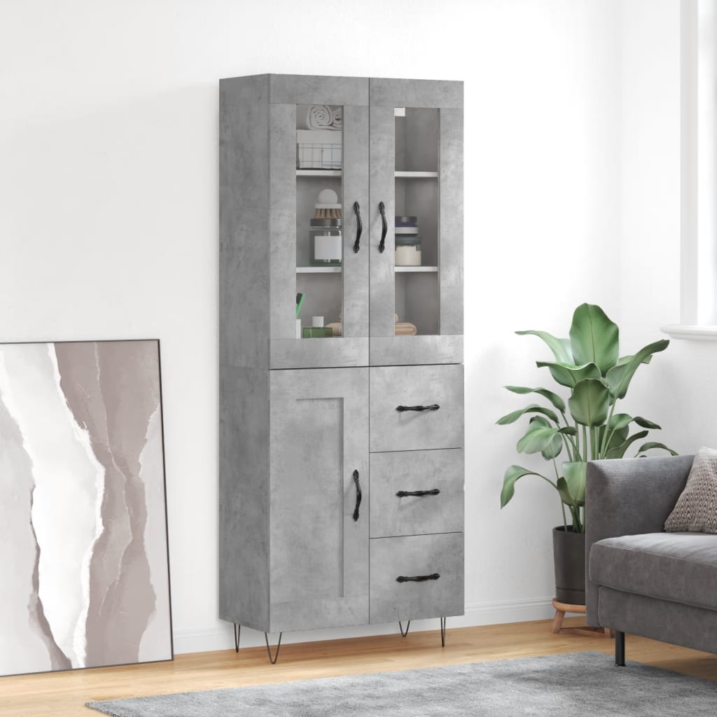 Credenza Grigio Cemento 69,5x34x180 cm in Legno Multistrato 3198693