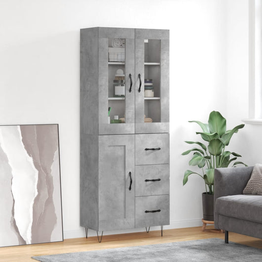 Credenza Grigio Cemento 69,5x34x180 cm in Legno Multistrato 3198693