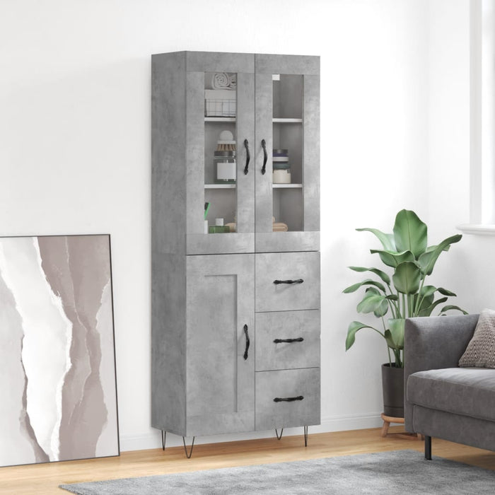 Credenza Grigio Cemento 69,5x34x180 cm in Legno Multistrato 3198693