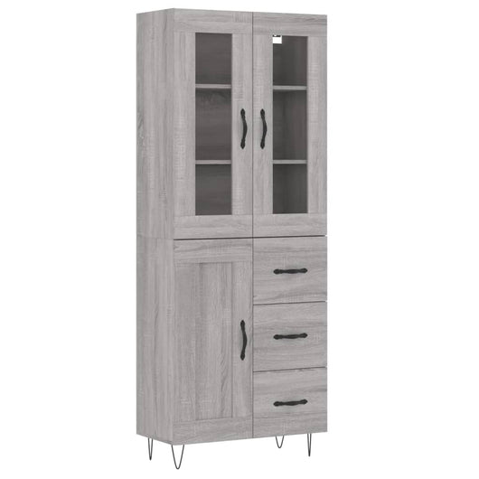 vidaXL Credenza Grigio Sonoma 69,5x34x180 cm in Legno Multistrato