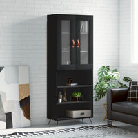 Credenza Nera 69,5x34x180 cm in Legno Multistrato 3198698