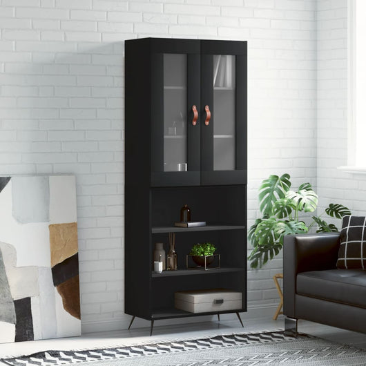 Credenza Nera 69,5x34x180 cm in Legno Multistrato 3198698