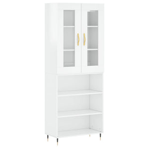 Credenza Bianco Lucido 69,5x34x180 cm in Legno Multistrato 3198707