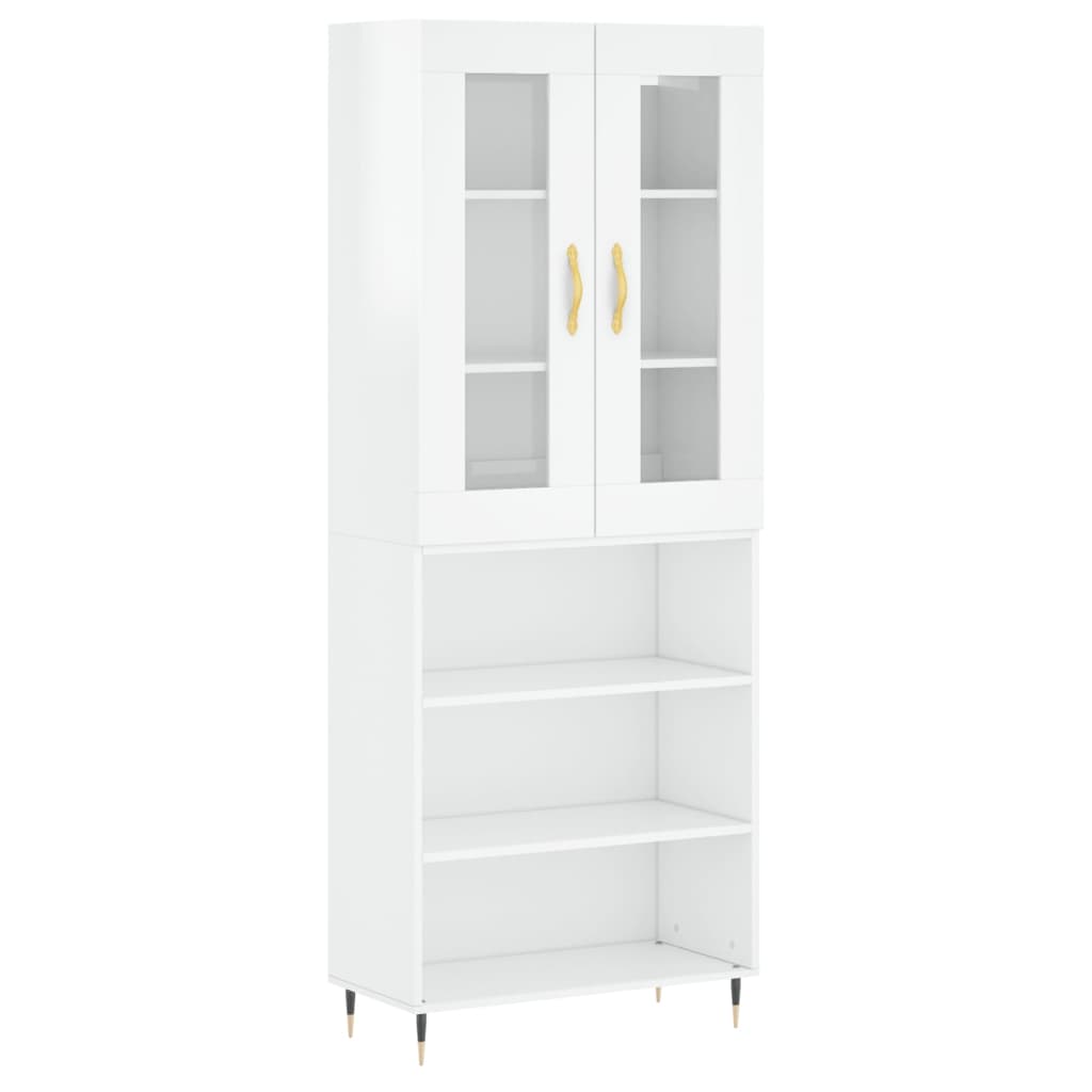 Credenza Bianco Lucido 69,5x34x180 cm in Legno Multistratocod mxl 125572