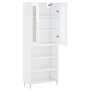 Credenza Bianco Lucido 69,5x34x180 cm in Legno Multistrato 3198715