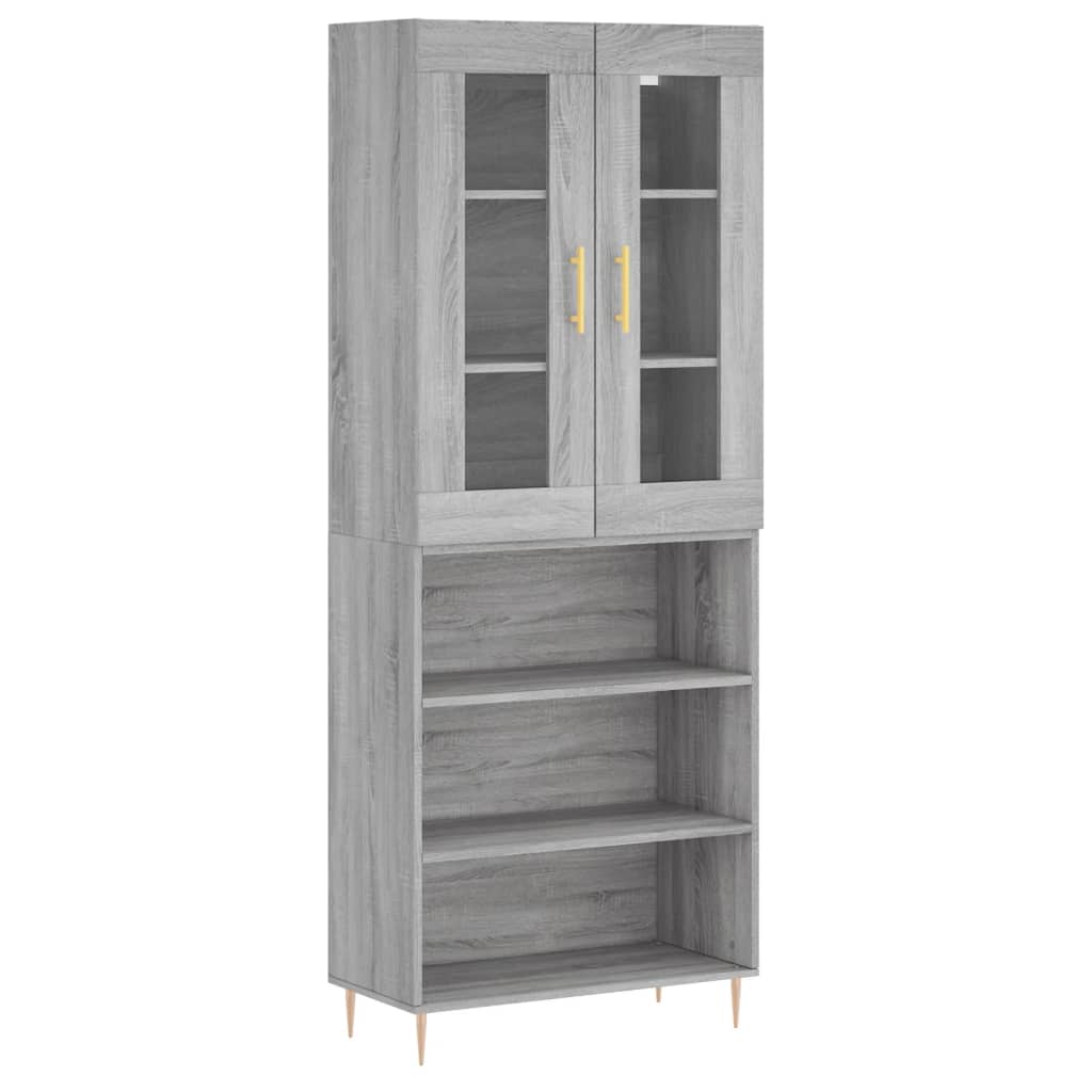 vidaXL Credenza Grigio Sonoma 69,5x34x180 cm in Legno Multistrato