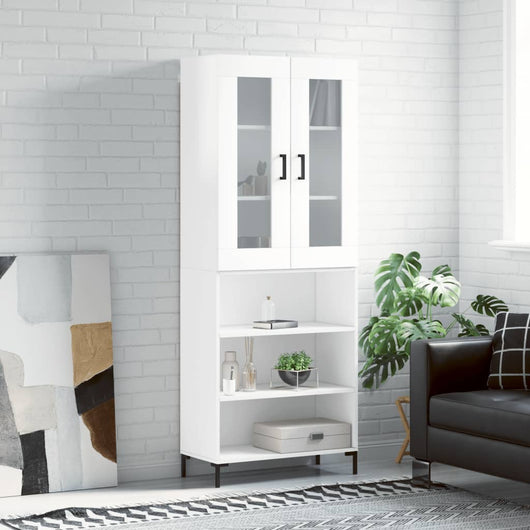 Credenza Bianco Lucido 69,5x34x180 cm in Legno Multistrato 3198723