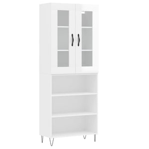 Credenza Bianco Lucido 69,5x34x180 cm in Legno Multistrato 3198755