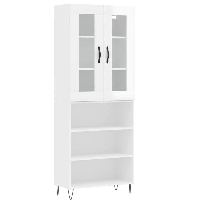 Credenza Bianco Lucido 69,5x34x180 cm in Legno Multistrato 3198755