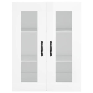 Credenza Bianco Lucido 69,5x34x180 cm in Legno Multistrato 3198755