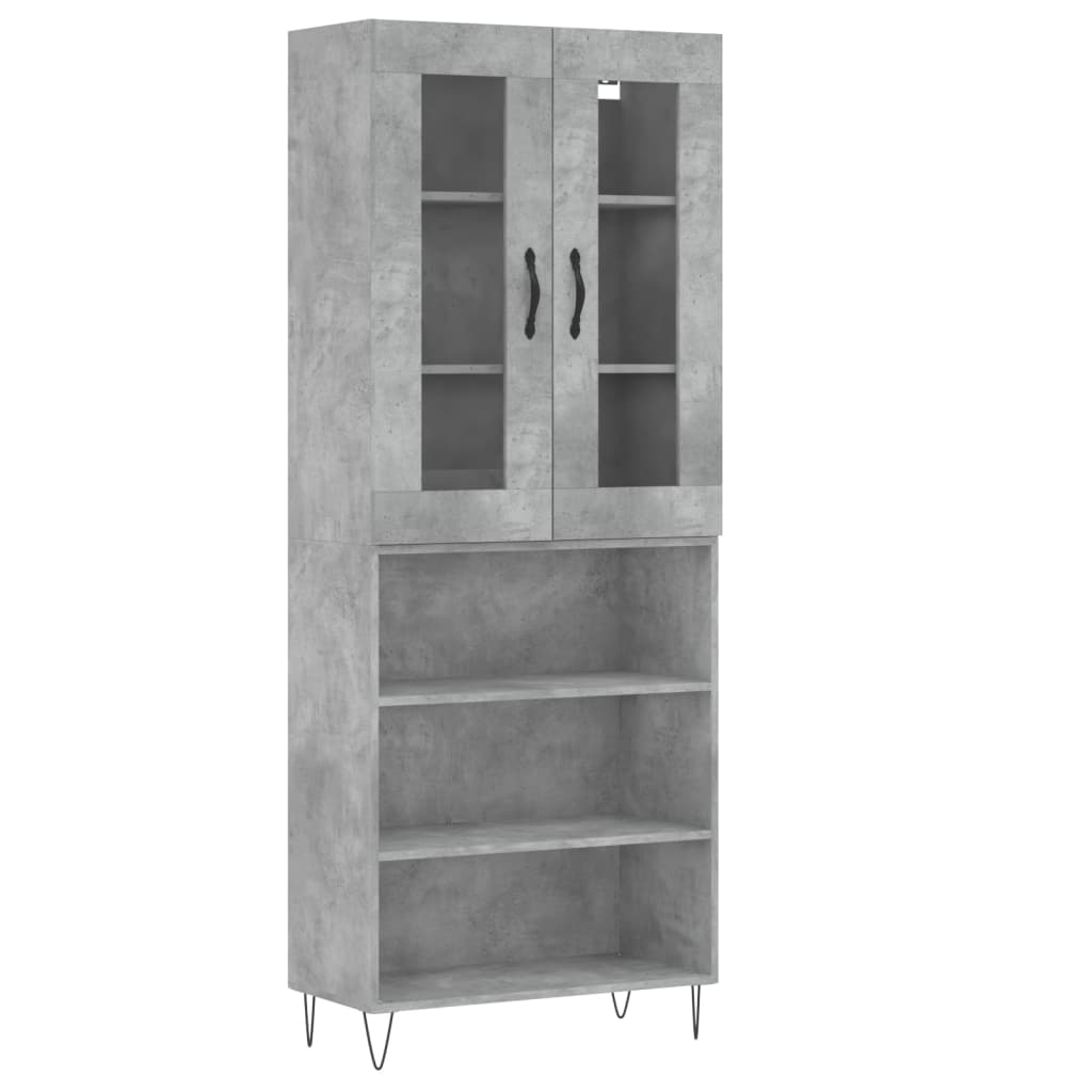 vidaXL Credenza Grigio Cemento 69,5x34x180 cm in Legno Multistrato