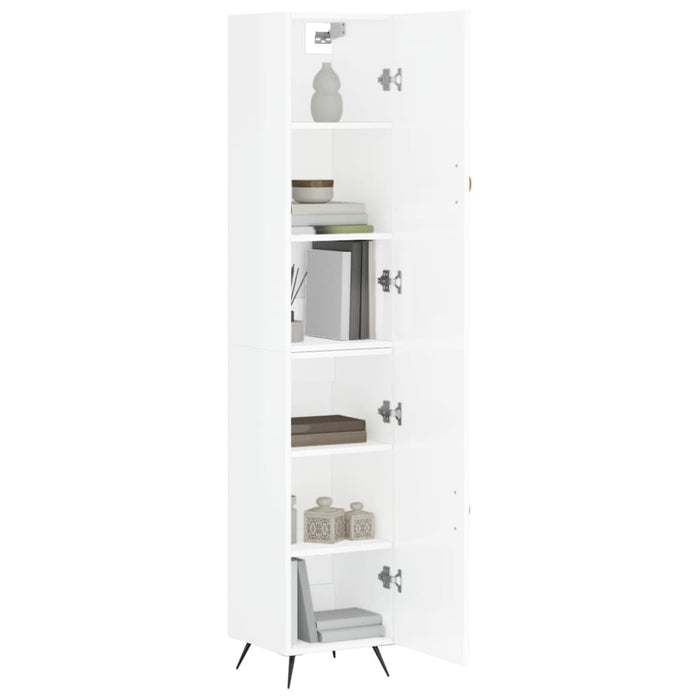 Credenza-Buffet-Armadio da cucina 34,5x34x180 cm in Legno Multistrato Bianco Lucido 402738