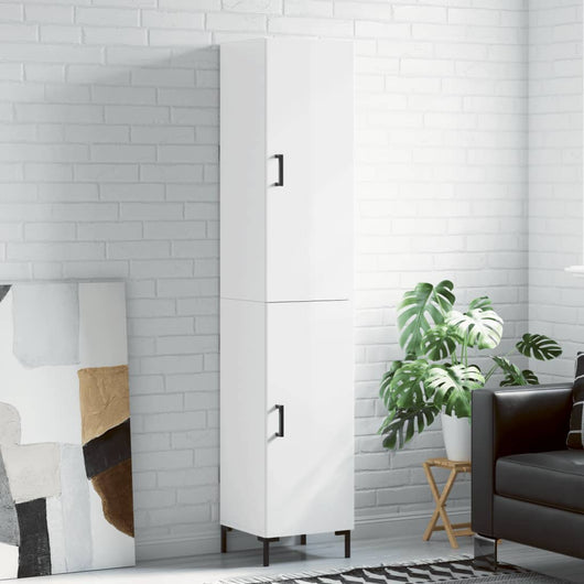 Credenza 34,5x34x180 cm in Legno Multistrato Bianco Lucidocod mxl 125663