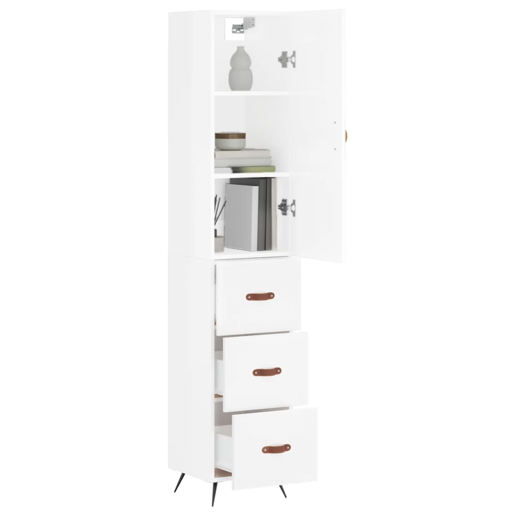 Credenza 34,5x34x180 cm in Legno Multistrato Bianco Lucido 3198827