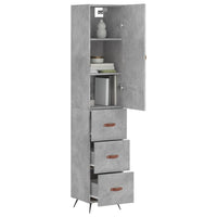 Credenza-Buffet-Armadio da cucina Grigio Cemento 34,5x34x180 cm in Legno Multistrato 210751