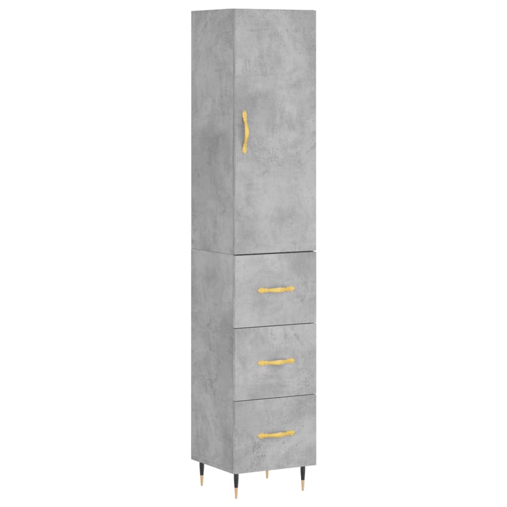 Credenza-Buffet-Armadio da cucina Grigio Cemento 34,5x34x180 cm in Legno Multistrato 814740