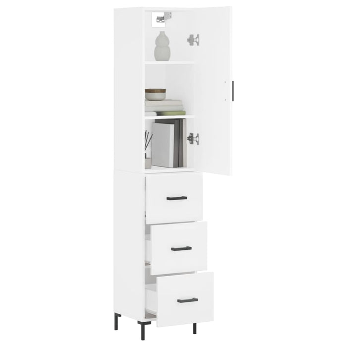 vidaXL Credenza Bianca 34,5x34x180 cm in Legno Multistrato