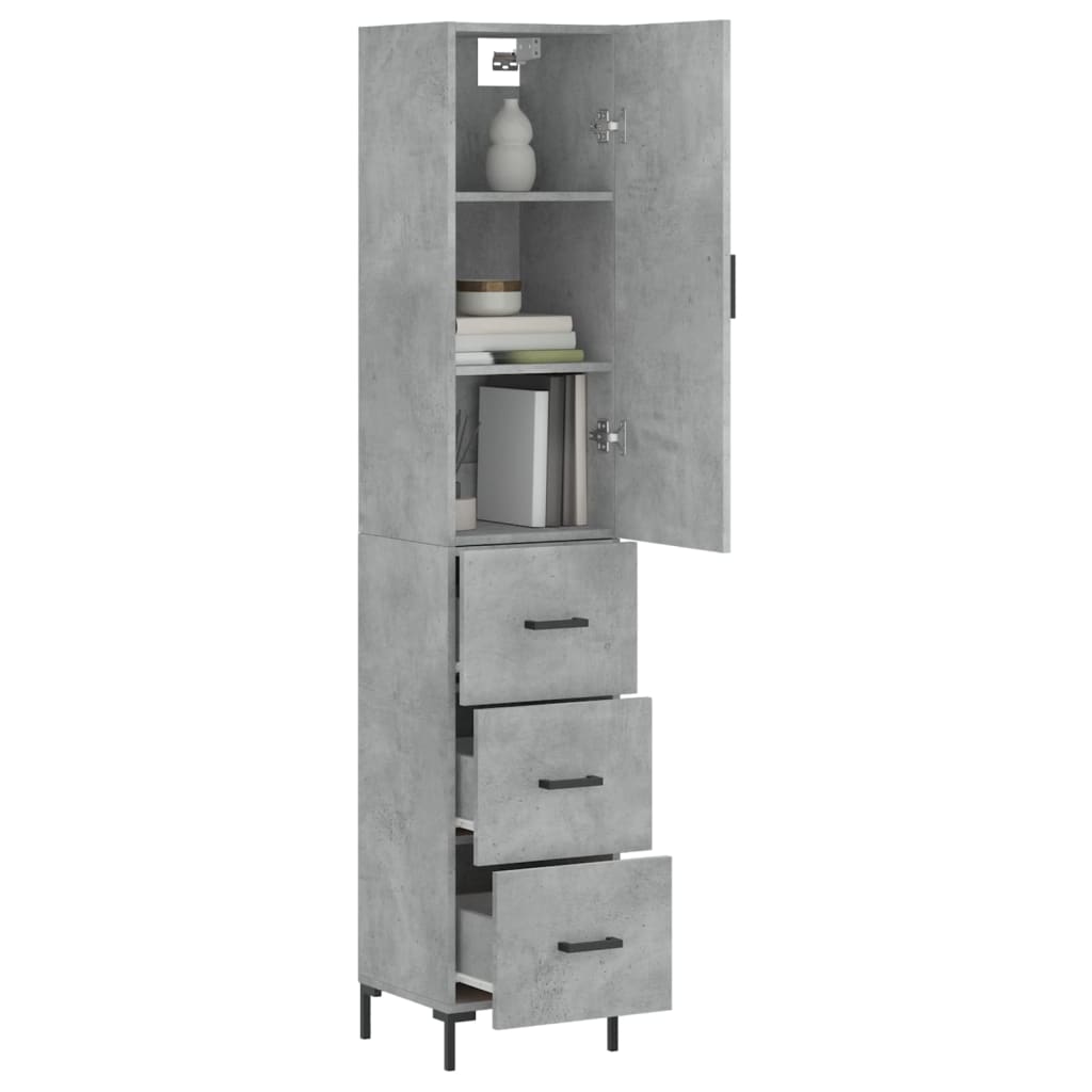 Credenza Grigio Cemento 34,5x34x180 cm in Legno Multistratocod mxl 77684